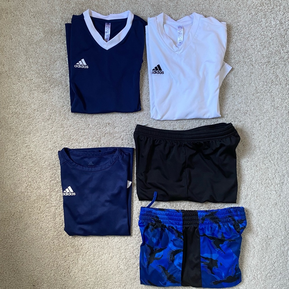 adidas athletic shirts and shorts for boy